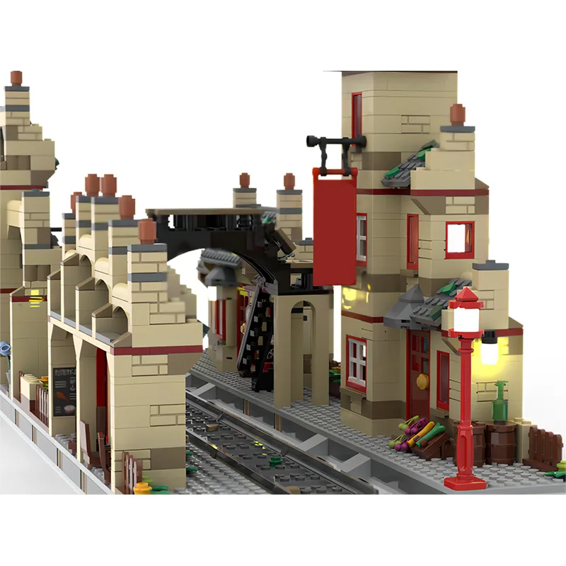 Bricklink MOC Magic Movie City Hogsmeaded Station Massive Extension Compatible 76423 Sets Building Blocks Toys Christmas Gift