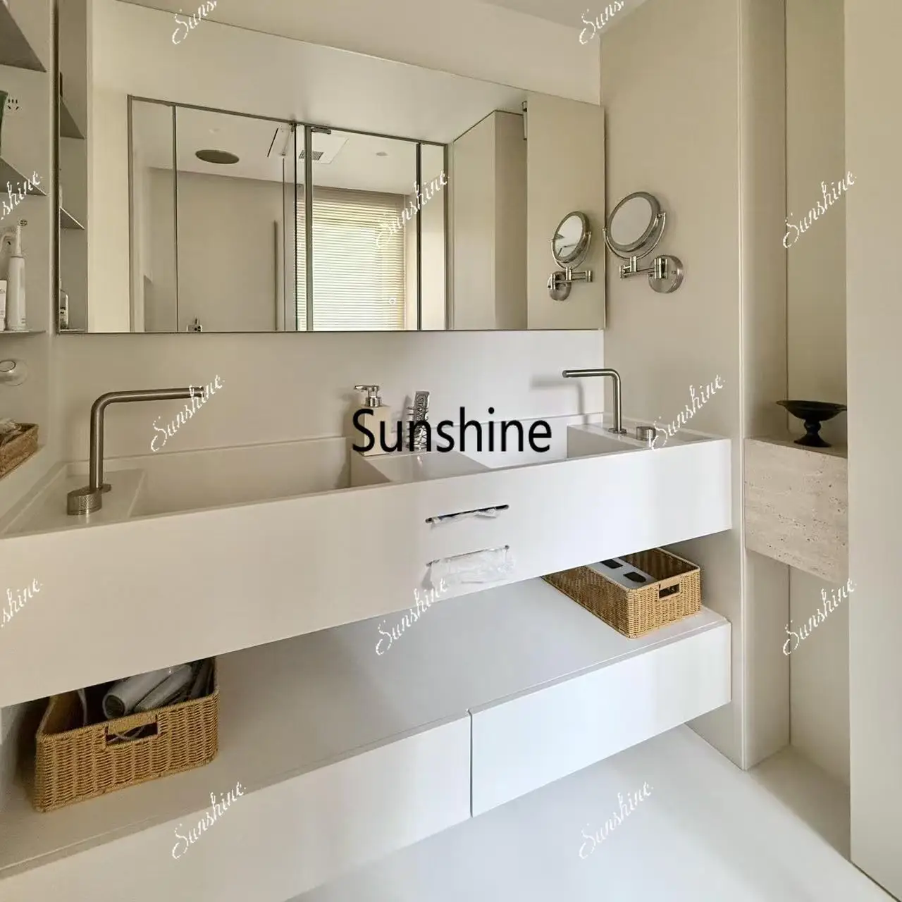 Bathroom Cabinet Combined Toilet Double Wash Table