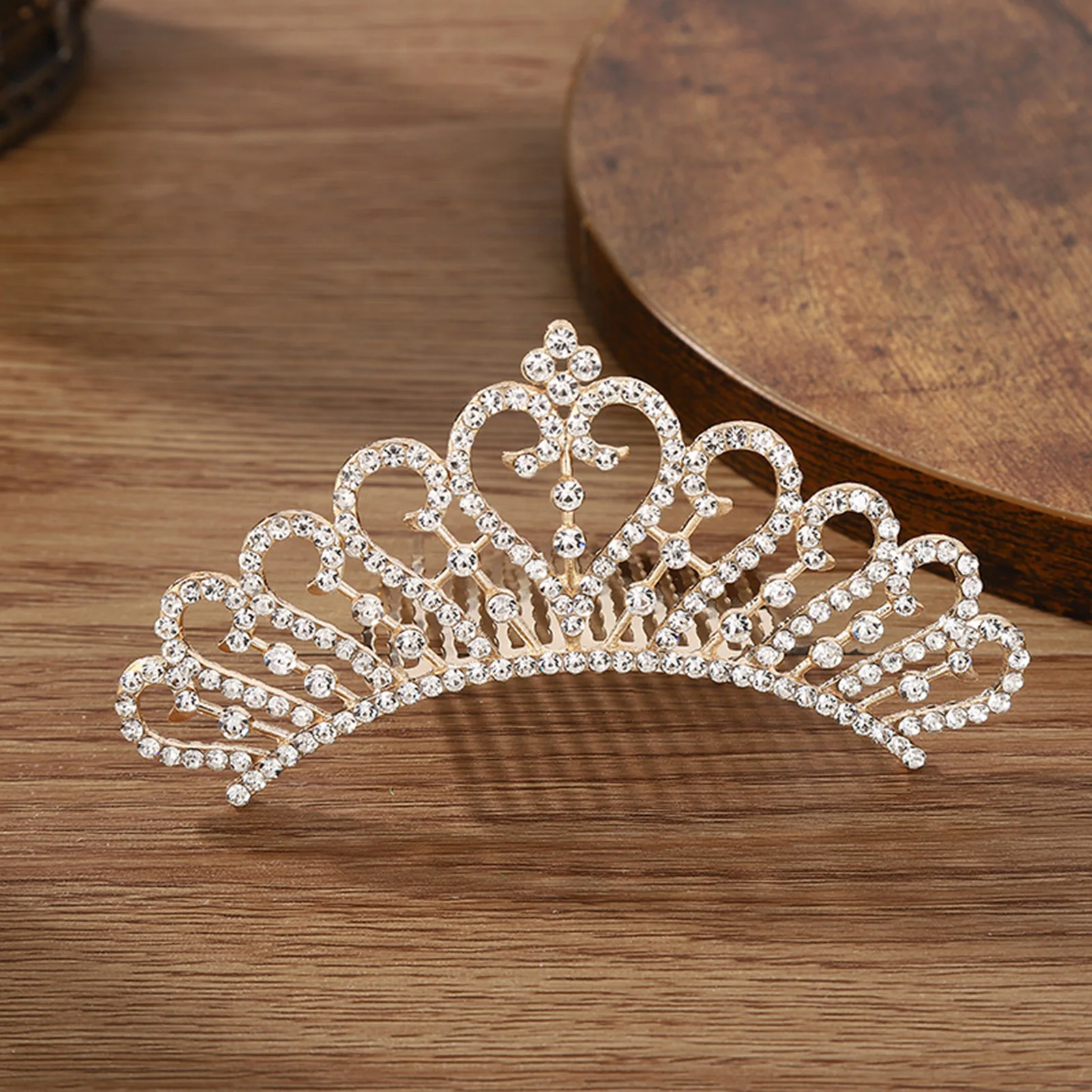 Mini corona nupcial de cristal para niña y mujer, Tiara con perlas de imitación, peine para el pelo, regalo de boda