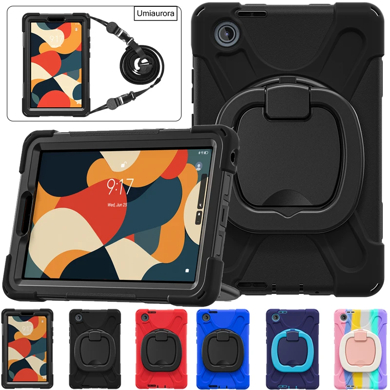 

For Lenovo Tab One 8.7 inch K9 8.7" 2025 TB305FU TB305XU Heavy Duty Rugged Tablet Case Pull Ring Stand Strap Shockproof PC Funda