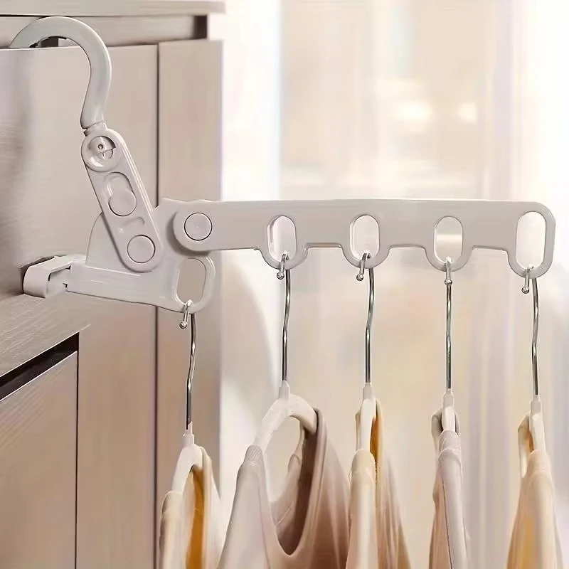 2026 New Hotels Multi‑function Clothes Hook Five‑hole Foldable Clothes Drying Rack Angle Adjustable Clothes Hanger Travel