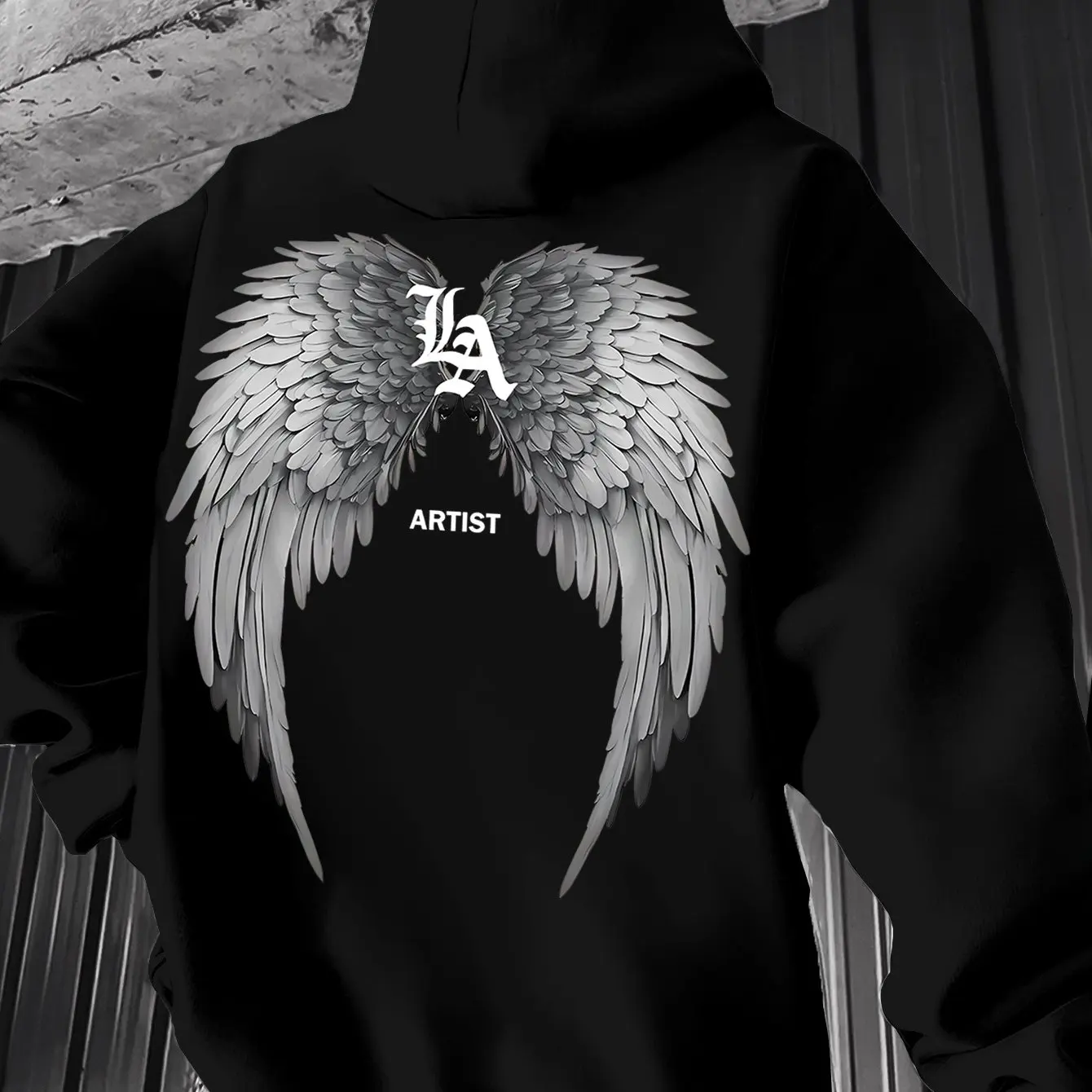 Asas de anjo impresso moletom com capuz masculino o colarinho todos os jogos moletom solto moda básica conforto diário com capuz outono wear roupas ma