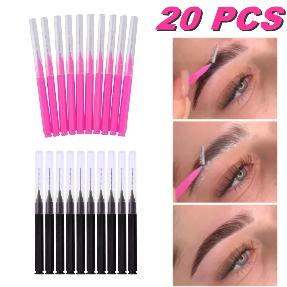 20 piezas cepillo para cejas, cepillo para permanente, Mini cepillos desechables para levantamiento de cejas, microcepillos para pestañas flexibles, aplicadores, herramientas de maquillaje