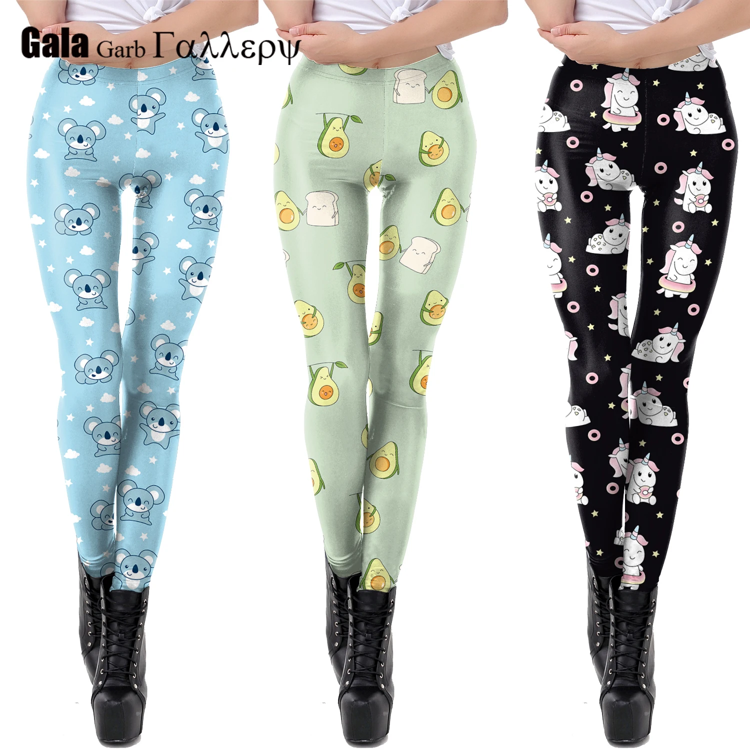 Urocze, kreskówkowe, nowe legginsy damskie z kolorowym jednorożcem, żywy nadruk, spodnie streetwearowe, legginsy 2026 nowość