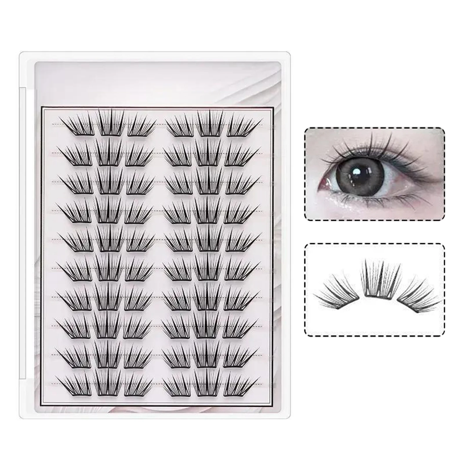 Fluffy Cat Eyes False Eyelashes Korean Style Curl Cluster Lashes Individual Lash Extension For Beginners Natural Everyday Makeup