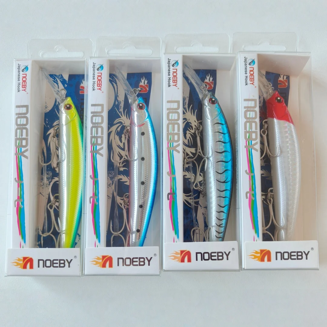 

Noeby 4pcs Slow Sinking Minnow Lure 11cm 36g Shallow to Mid-depth Diving 0.2-3m Hard Bait Topwater Jerkbait for Bass Perch Pike