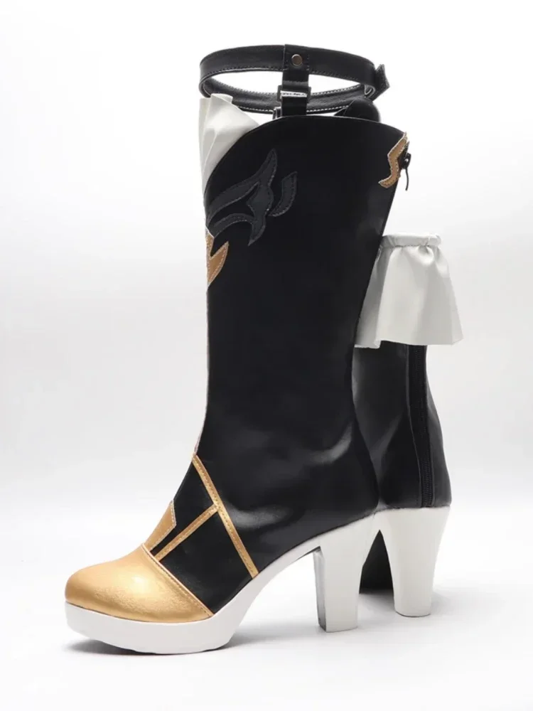 Honkai:Star Rail Sushang สั้นรองเท้า PU หนังโลหะหัวเข็มขัด Laces Elegant ไม่สมมาตรรองเท้าส้นสูงรองเท้าคอสเพลย์สําหรับ Boy Girl