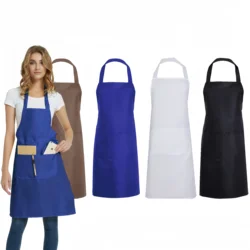 4pcs Fashion Women Men Apron Kitchen Cooking Chef Cleaning Restaurant Waitress Apron Custom Print Logo Gift Aprons Wholesale