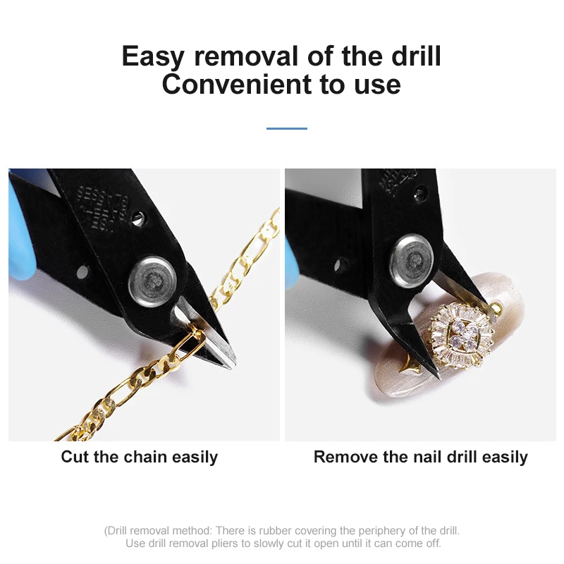Professional Stainless Steel Nail Art Tools Rhinestones Cutter Plier Chain Scissors Manicure Drill Clipper Remover Beauty Salon