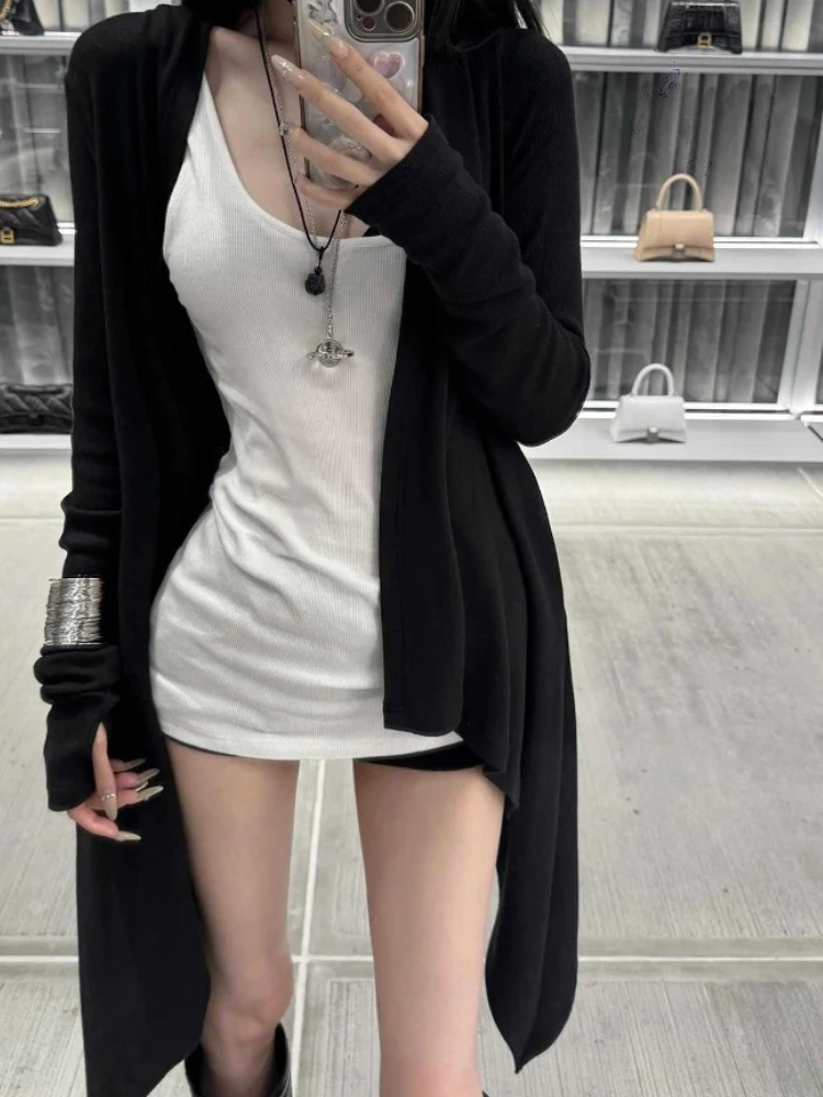 

Temperament Cardigan Outfits Women Clothes Ling Sleeve Irregular Sweater Tunic Vest Suit Chic Korean 2 Piece Sets Roupas Femme