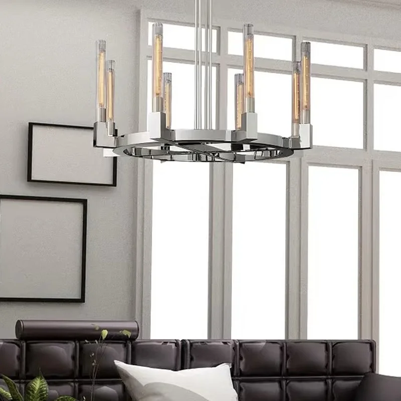 Modern Designer Pendant Lamp 2025 Stainless Steel Glass Chandelier Dimmable Luster for Study Room
