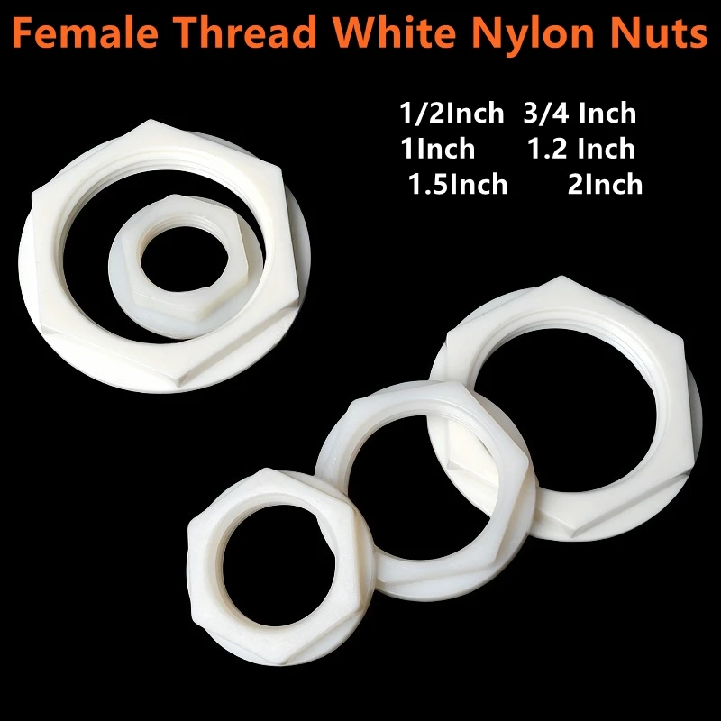 5~50PCS 1/2~2 Inch Female Thread White Nylon Nuts Pagoda Screw Cap Accessories Standard Parts Garden Irrigation Plastic Fittings
