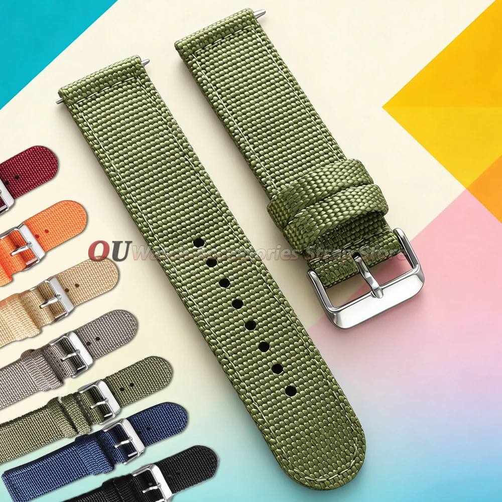 Nylon Canvas Strap Quick Release Watch Band 20 22mm for Samsung Sport Bracelet Men Woman Universal 18 24mm For Seiko Replacement