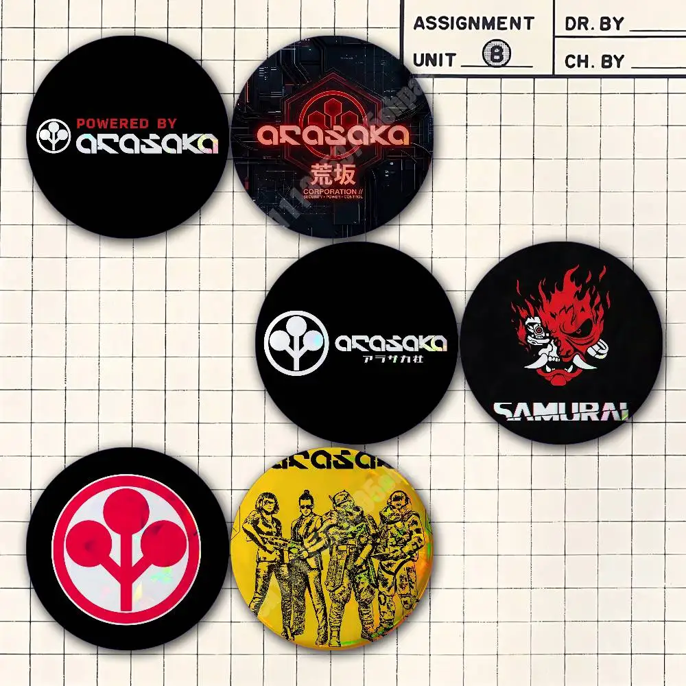 Arasaka Tower Corporation Button Badge 2PC Sets for Bags & Clothes & Accessories Metal Pin Creative Gift