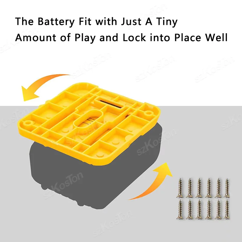 Dewalt 20V 60V 리튬 이온 배터리 용 배터리 홀더 벽걸이 형 배터리 보관 홀더 작업 밴 선반 도구 상자 용 배터리 랙