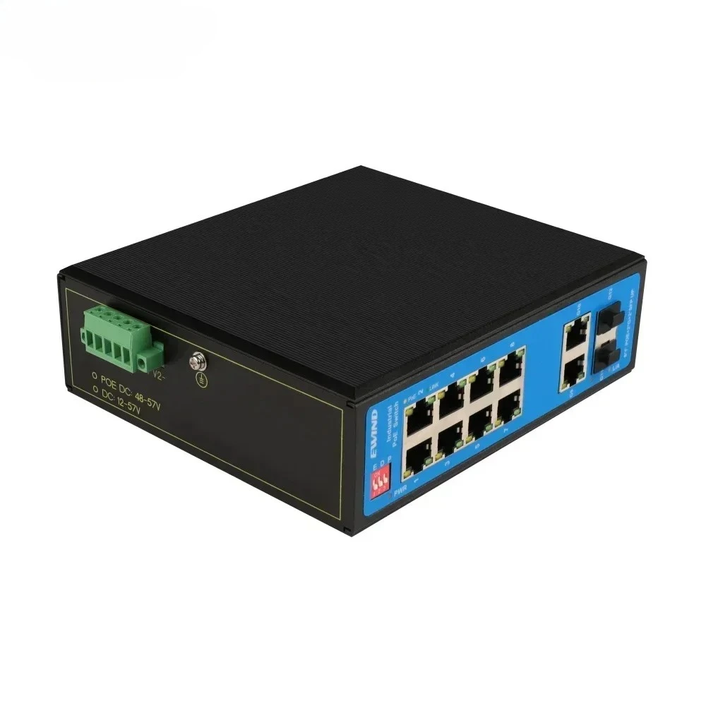 

2026 НОВЫЙ промышленный коммутатор POE, 10 портов, гигабитный Uplink, управляемый сетевой коммутатор Ethernet IP40, сетевой коммутатор для наружного промышленного применения