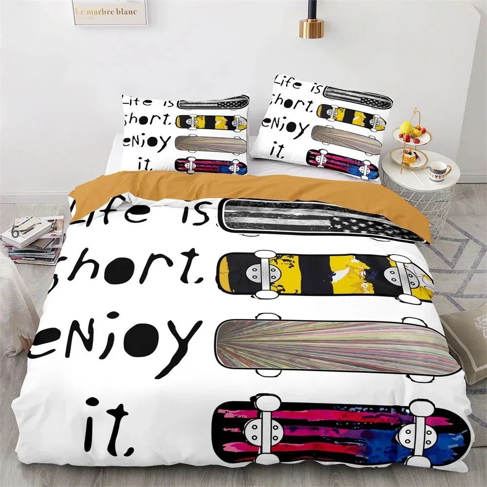 Skateboard Bedding Set Full Size 3D Santa Claus Polyester Duvet Cover Skateboard Comforter Cover Hip Hop Style King Twin Size