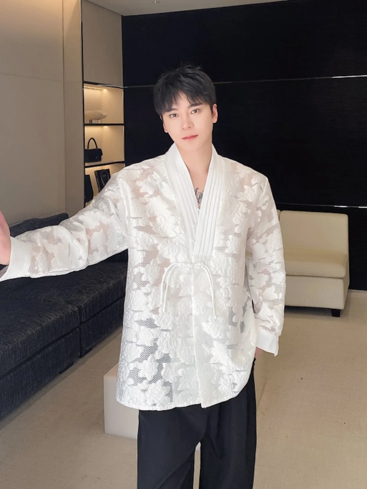 

Новый китайский Sle Long Sve irt ex полая вышивка ткань дизайн Sensation ретро Zen Sle мужские женские irt