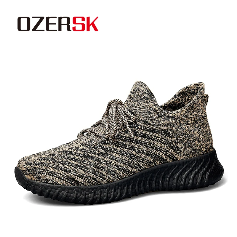 

OZERSK Men Stretch Fabric Shoes Sneakers Men Britain Style Comfort Footwear Mesh Breathable Lightweight Leisure Men Socks Shoes