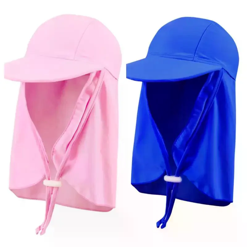 Multicolor Kids Anti-UV Sunscreen Hat Nylon Breathable Large Brimmed Hat Swimming Outdoor Ice Silk Hats Unisex