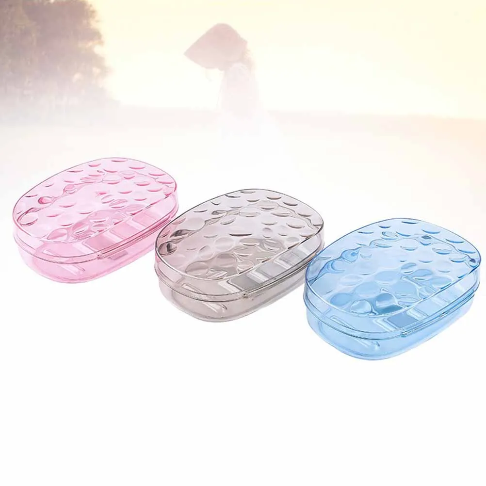 

3pcs Soap Box Transparent Cover Shower Storage Dish Basket Holder Family Use Non-Slip Pc Material Large Size Easy Clean