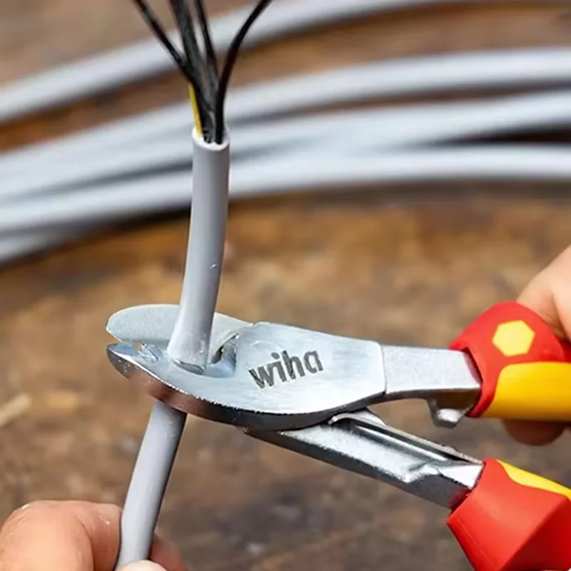 Wiha 43660 1000V AC Insulated Cable Cutting Plier C70 High Carbon Steel 58HRC Induction Hardened Blade Wire Stripper