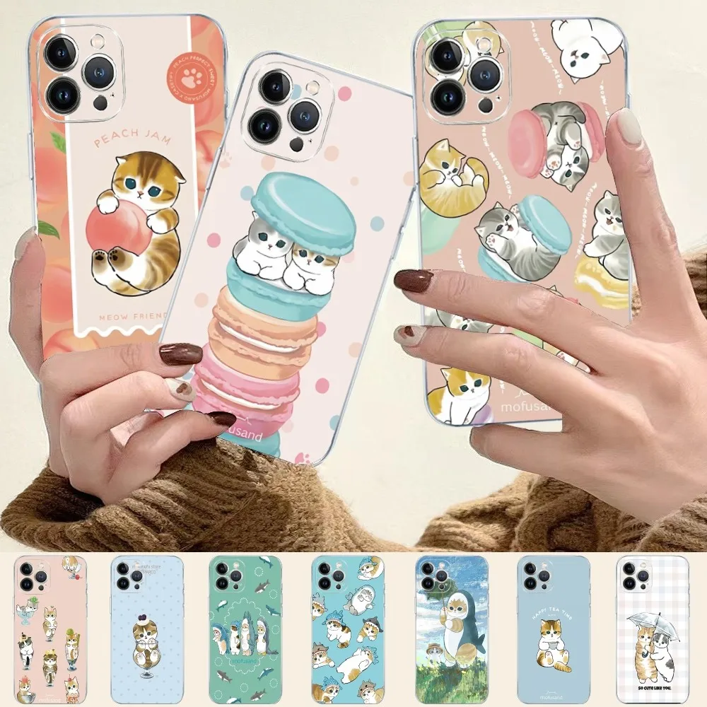 Cute Mofusand Cat Phone Case For iPhone 16 15 14 13 12 Mini 11 Pro XS Max X XR SE 6 7 8 Plus Soft Silicone Cover