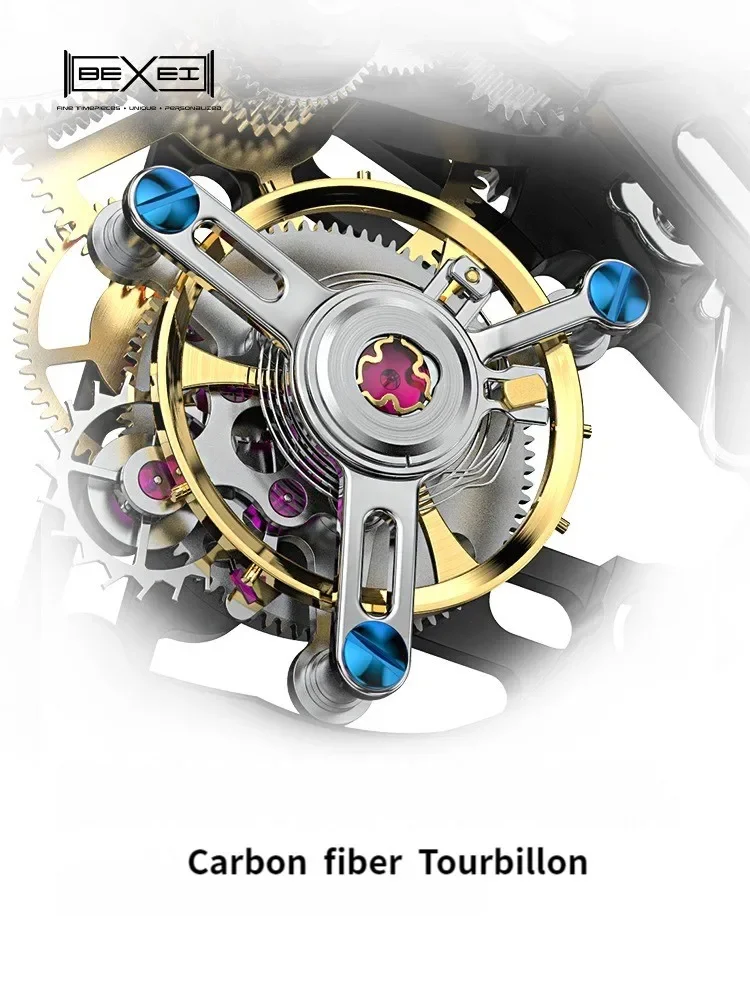 9089 manual mechanical  men tourbillon watchs skeleton synthetic sapphire waterproof BX-053 movement Reserve 72H