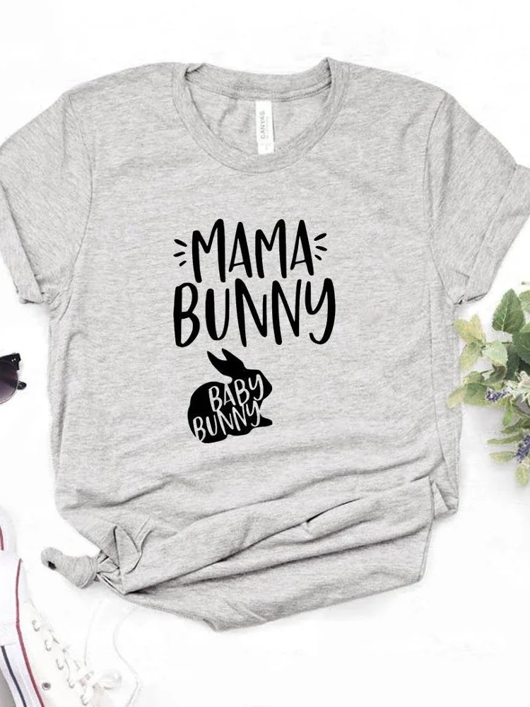 Women T Shirt Mama Bunny Rabbit Print Tshirt Women Short Sleeve O Neck Loose T-shirt Ladies Causal Tee Shirt Clothes Tops