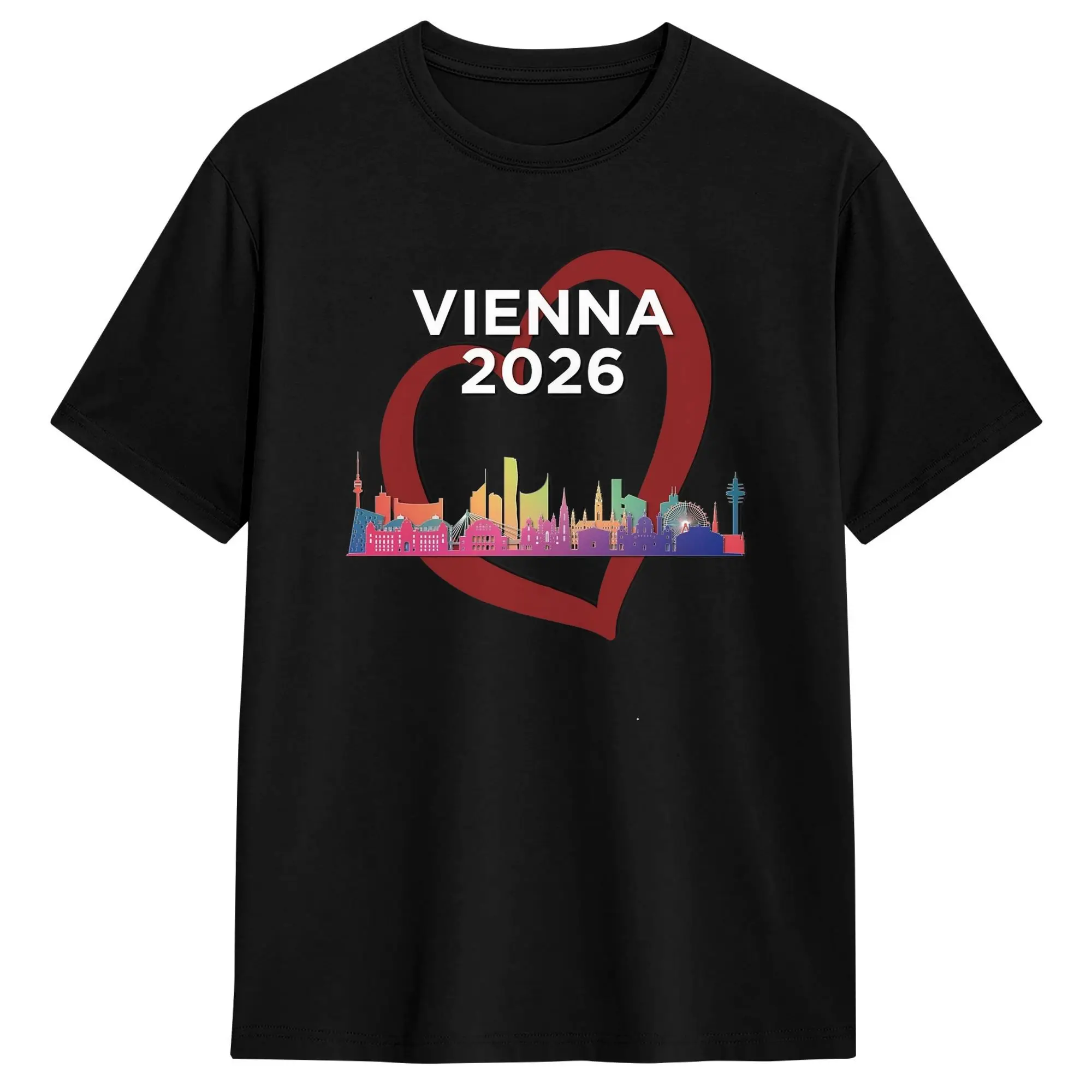 Eurovision Song Contest 2026 T-Shirt Host City Vienna  Harajuku T Shirt Short Sleeve Tshirt Summer Pure Cotton Oversize Top Tees