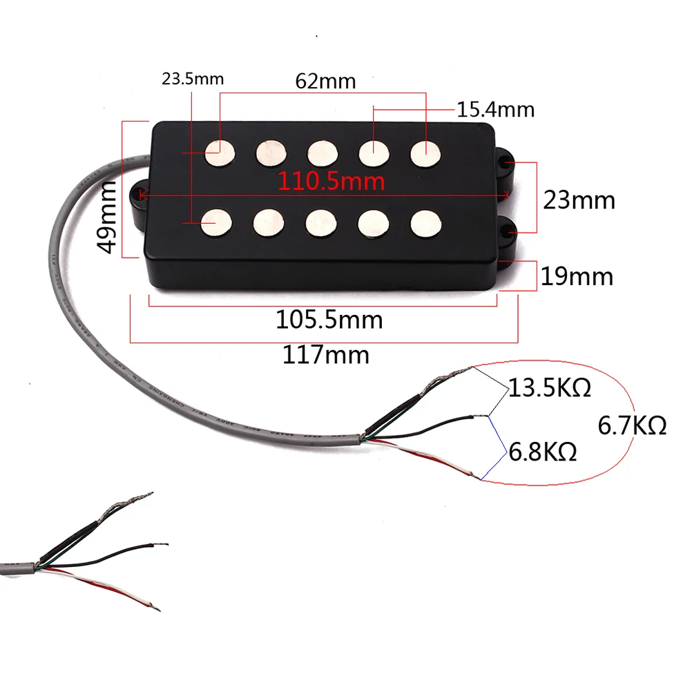 

Professional 4 String Bass Pickup Replacement Set Potted Open Style Black Gmb17