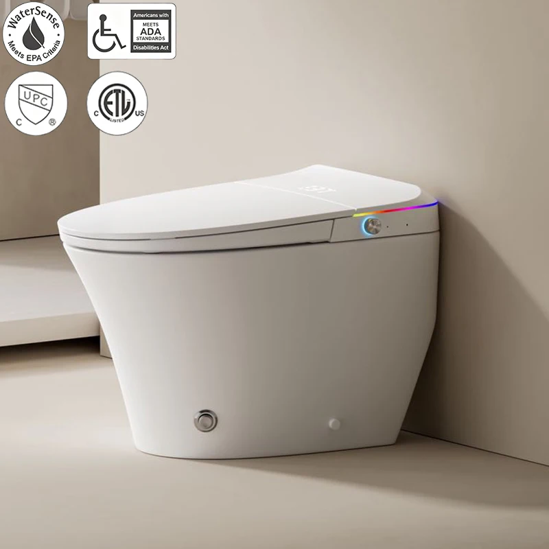 Smart Toilet Ceramic Fully Automatic Flip Cover High-Speed Drying Seat Heating Night Light Included No Water Pressure
