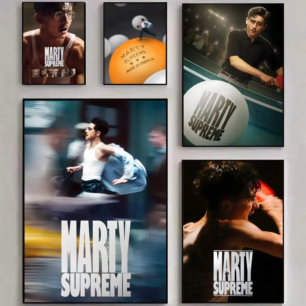 Movie M-Marty Supreme Painting Calligraphy Stylized Art Textured Canvas Mural For Bedroom Living Room Interior Wall Decoration