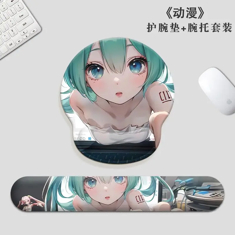Hatsune Miku Anti-slip Office Mouse Pad Cute Cartoon Peripheral Sweet Personality Wristband Thickened Computer Keyboard Rest