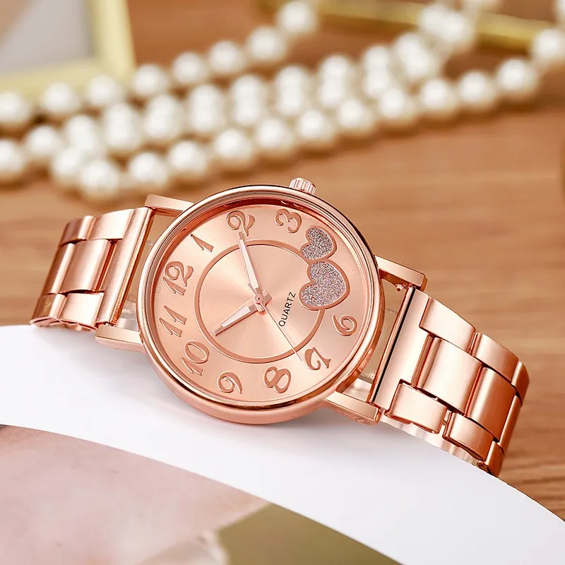 Rose Gold Love Watch Ladies Simple Temperament Student Female Wristwatch Gift Luxury Quartz Watches Women Relogio Feminino
