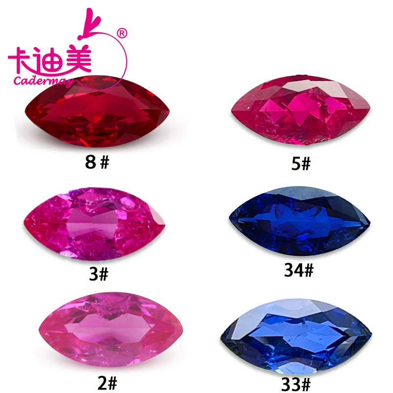 CADERMAY 2# 3# 5# 8# 33# 34# Marquise Lab Grown Ruby Sapphire Loose Stone With Inclusions For Inlaid Jewelry Making
