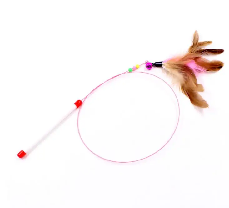 

200pcs New Design Cat Toy Hot Gift Funny Cat Kitten Pet Teaser Feather Wire Chaser Pet Toy Wand Beads Play