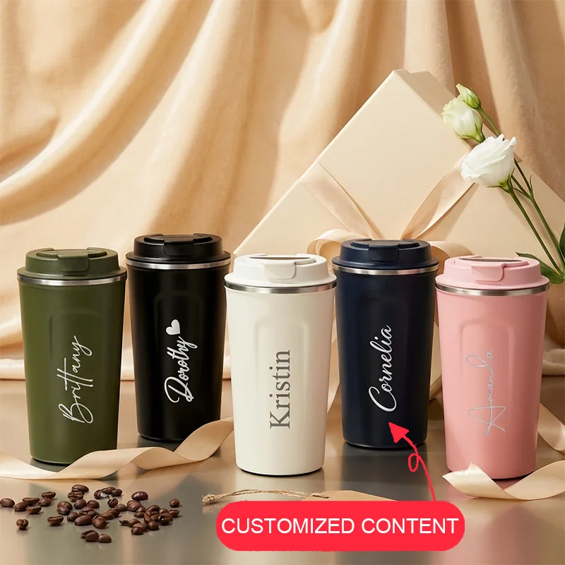 Vaso Térmico de Acero Inoxidable de 510 ml, Taza de Viaje para Café, Antiderrames con Tapa, para Mantener Café Helado, Té, Cerveza