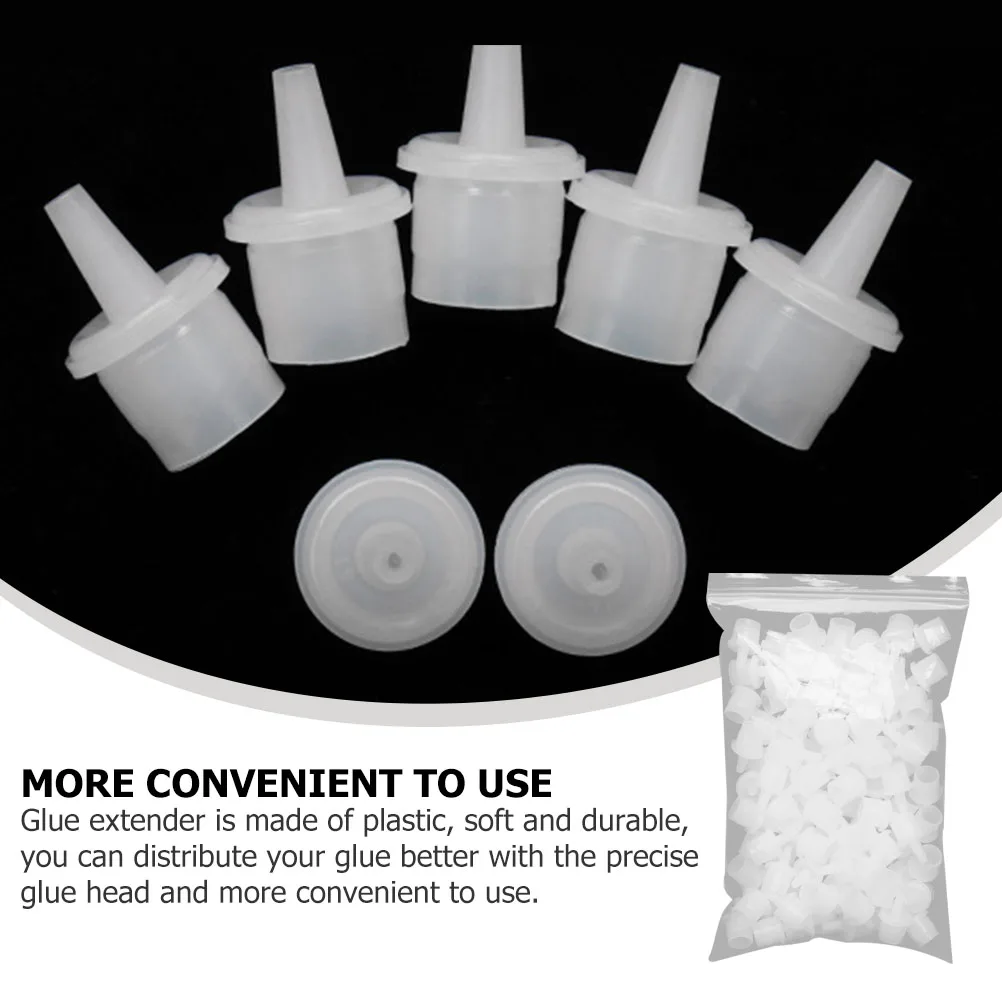 100 Pezzi Tappi per Flaconi di Colla per Ciglia, Punte Applicatrici di Precisione per Erogazione Controllata, Cappucci Estensibili per Colla, Ugelli di Ricambio