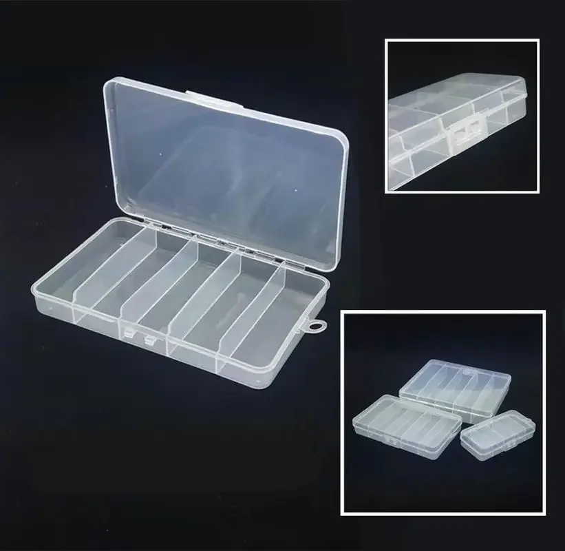 5 Compartments Fishing Tackle Box Plastic Waterproof Fishing Equipment Soft Fish Lure Hook Bait Storage Case Organizer Container