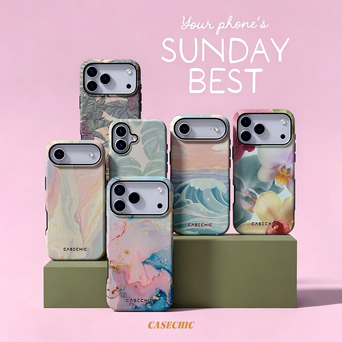 Pastel Marble Art Case for Samsung Galaxy S26 S25 S24 S23 Ultra Drop Resistant Glossy Dual-Layer Cover CaseChic