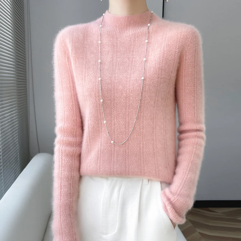 

New women's sweaters in autumn and winter cashmere 100% pure merino sweater long sleeve semi-high neck solid color sweater