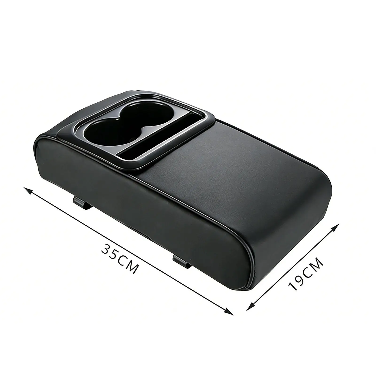 Center Console Cover Armrest Pillow Black Leather Sponge Multi Function Storage for Car Covers Set for 5 Seats