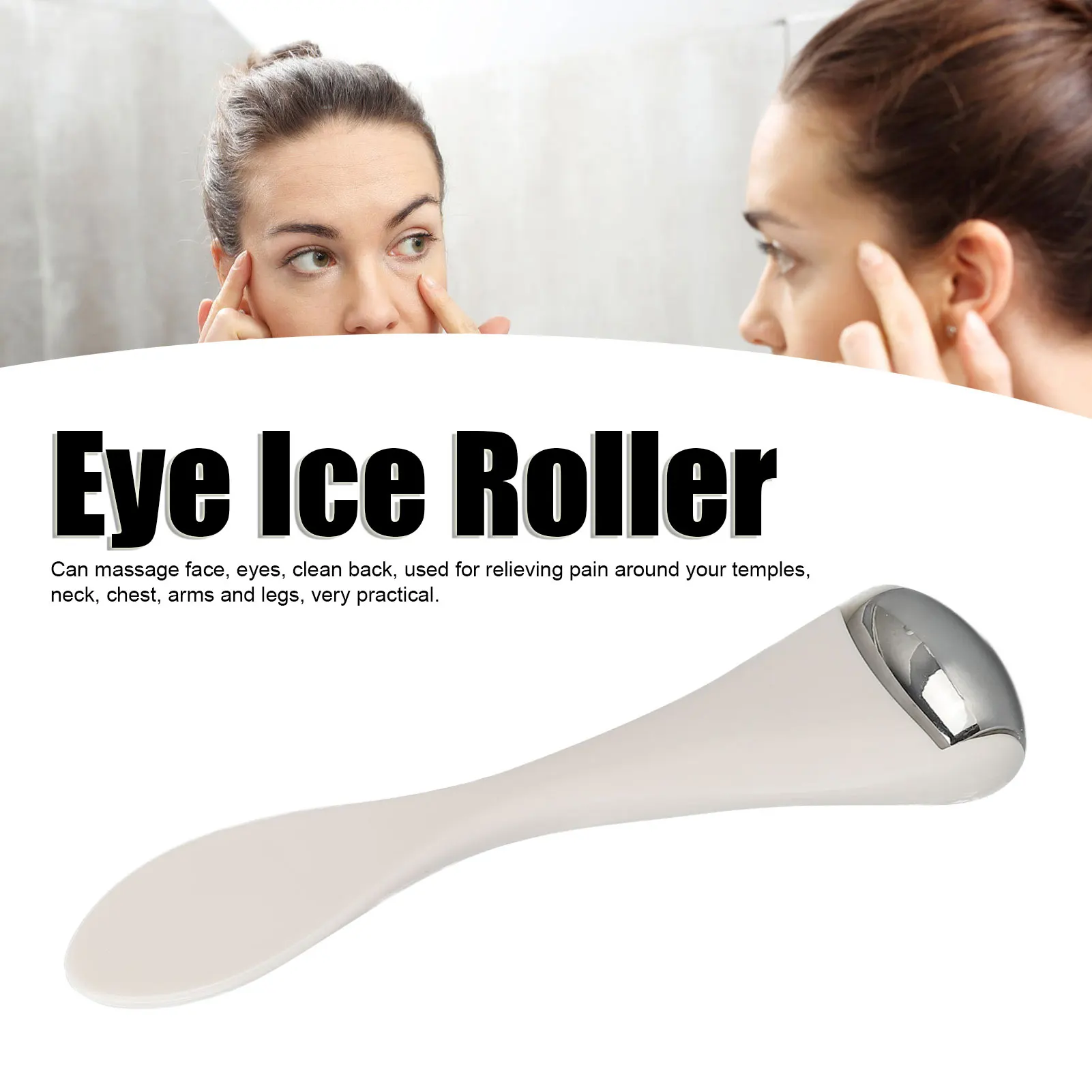 Mini rodillo de hielo de acero inoxidable para mujer, aplicador de crema de ojos de Metal, masajeador Facial para aliviar la hinchazón, apretar, herramienta para el cuidado de la piel