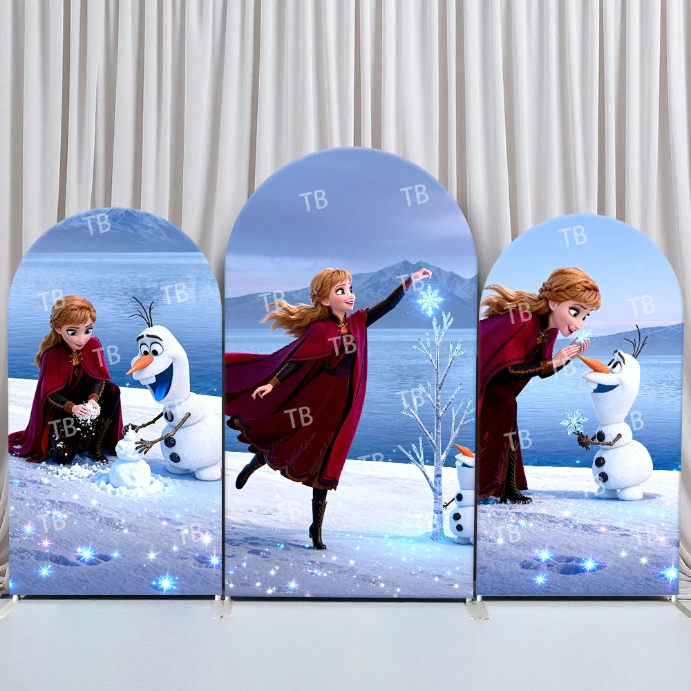 

TB Frozen Arch Backdrop Cover Snow Crystal Interaction Theme with Anna Olaf Decor for Kids Birthday & Baby Shower Photo Booth