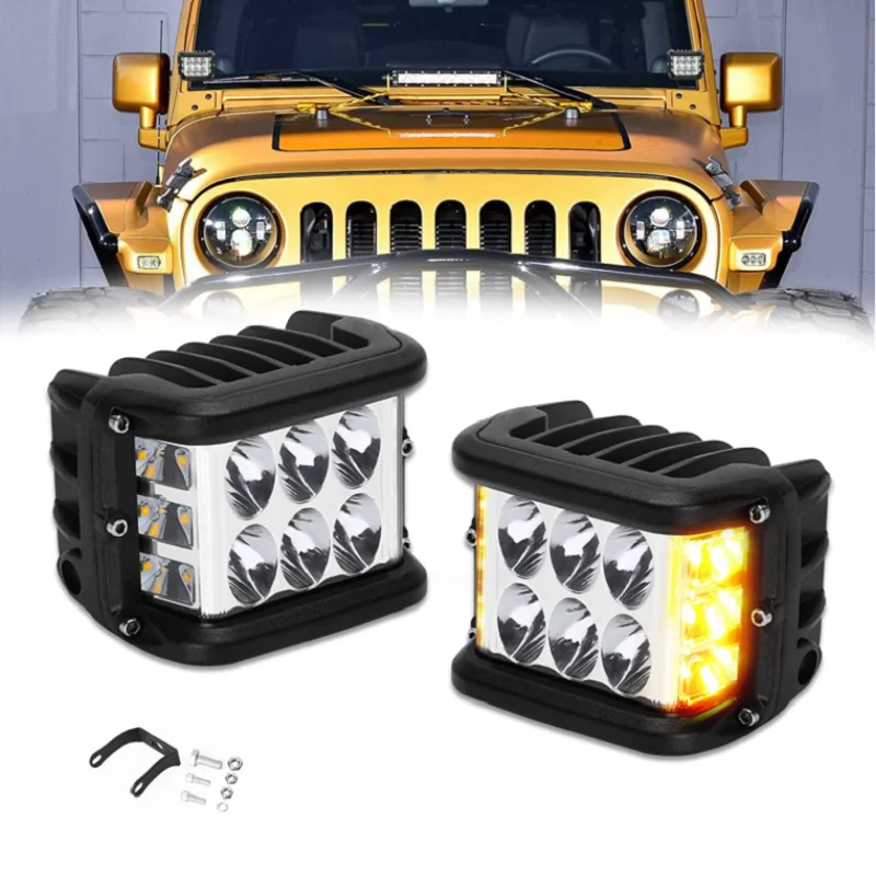 2/10PCS 4inch 36W  3 Sides Shooter Light Led Work Light Cube 4x4 Off Road Accesories Led Headlight For ATV SUV Truck Car Boat