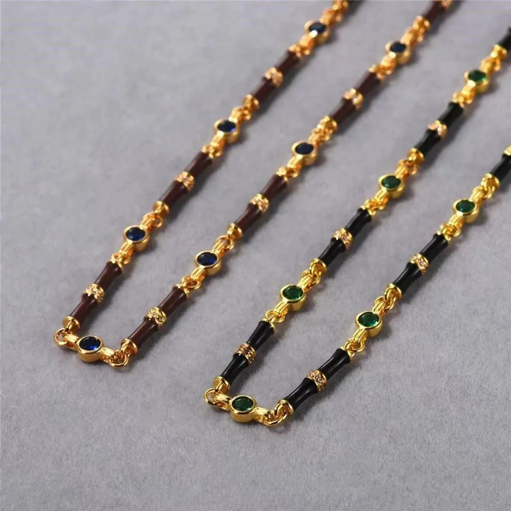 Bamboo Node Gemstone Necklace for Women Light Luxury Jewelry accessories Wholesale