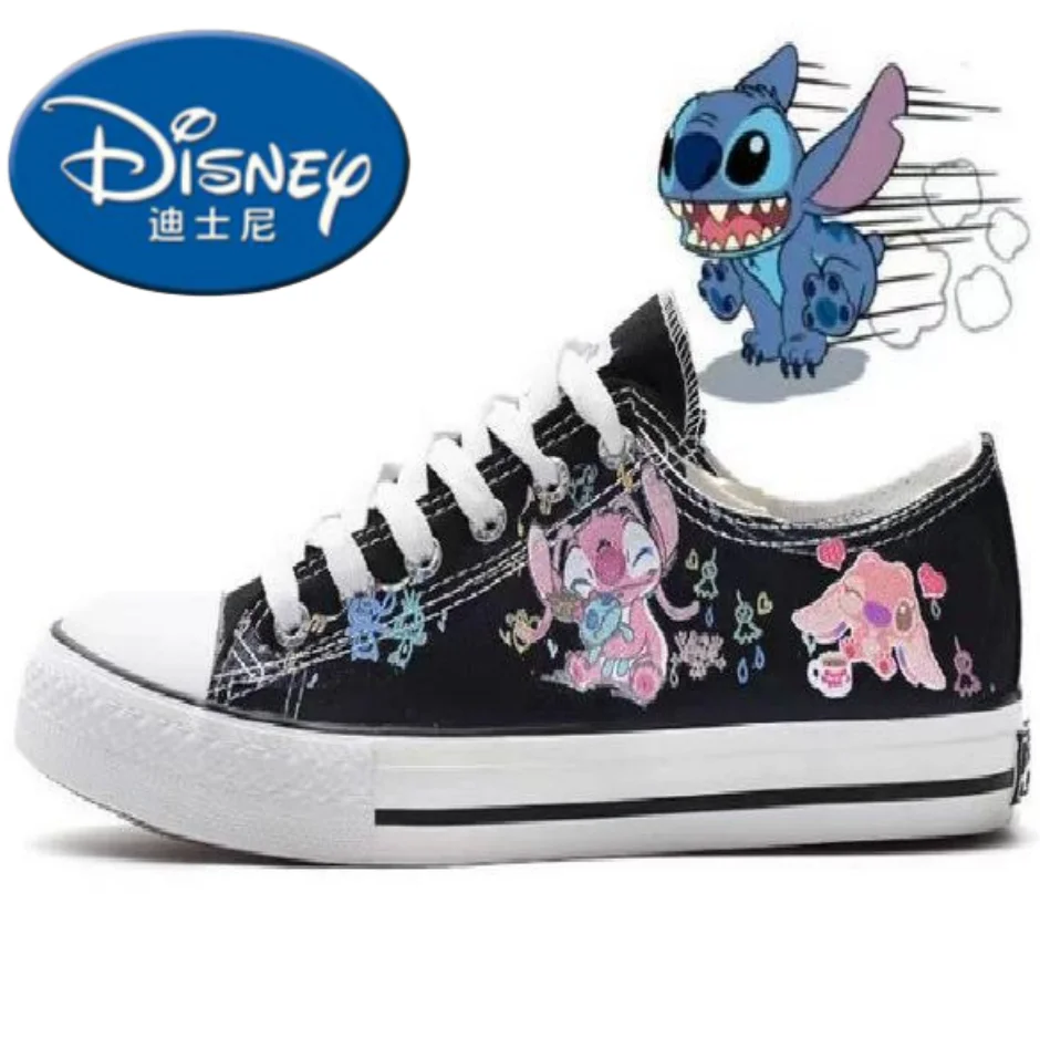 Disney Lilo & Stitch Canvas Shoes 2023 New Couple Sport Shoes Women Print Sneakers Men Tennis Shoes Adult Casual Running Shoes