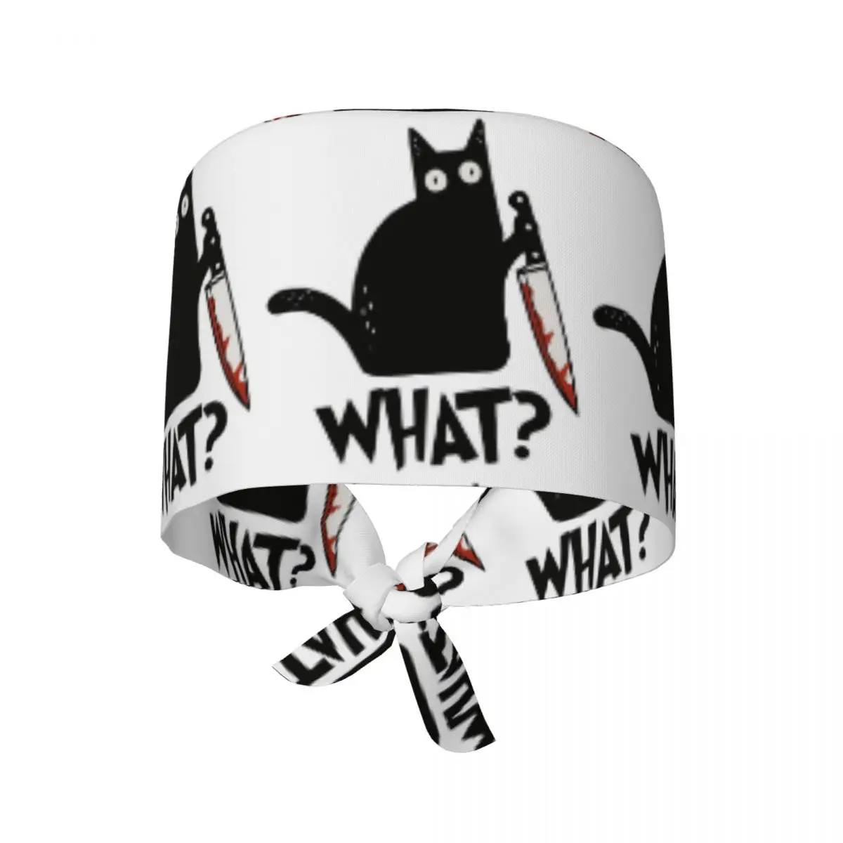 Cat What Murderous Black Cat mit Messer, Schrubbmütze, Arzt-Arbeitsmütze, chirurgische Mütze, Unisex, verstellbare Pflegemütze für Zahnärzte