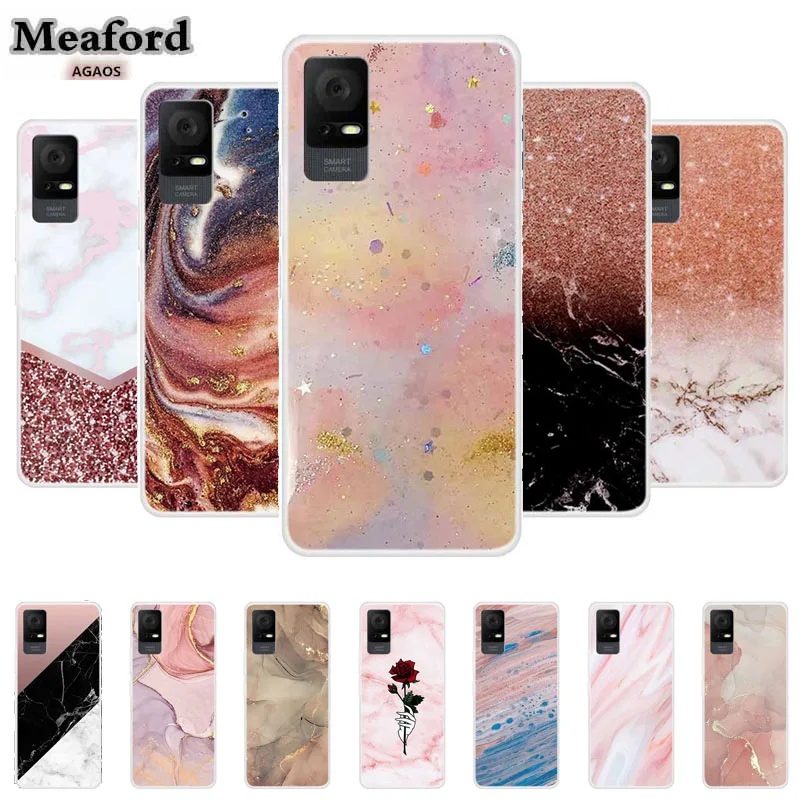 

Marble Phone Case for TCL 405 Transparent Luxury Para Soft TPU Back Cover Protective Coque Funda Phone Cases T506D Colour Capa